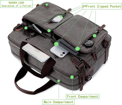 Men’s Messenger Bag – Convertible Work 17 Laptop Ready