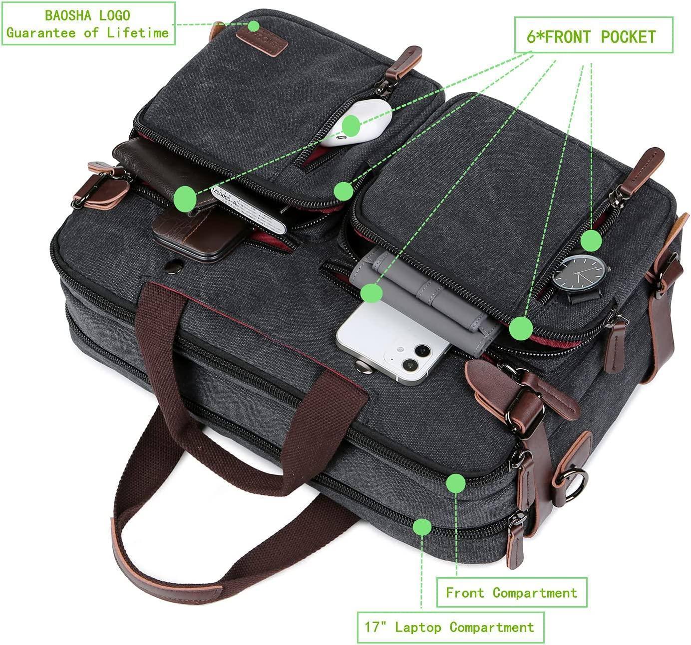Men’s Messenger Bag – Convertible Work 17 Laptop Ready