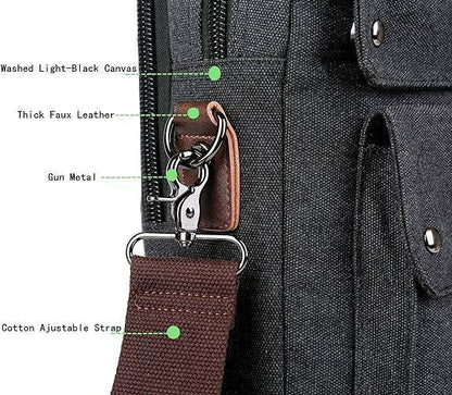 Washed Canvas Laptop Bag – Lightweight 17″ Work & Travel Briefcase