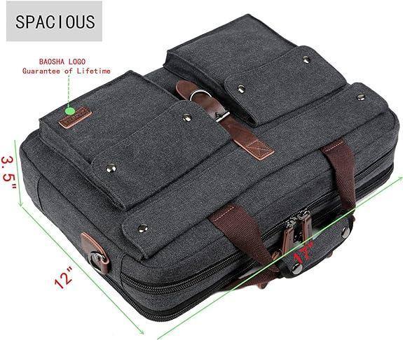 Washed Canvas Laptop Bag – Lightweight 17″ Work & Travel Briefcase
