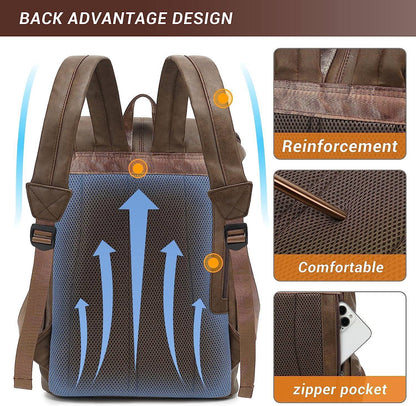 Men’s Leather Backpack – Water-Resistant Secure Anti-Theft