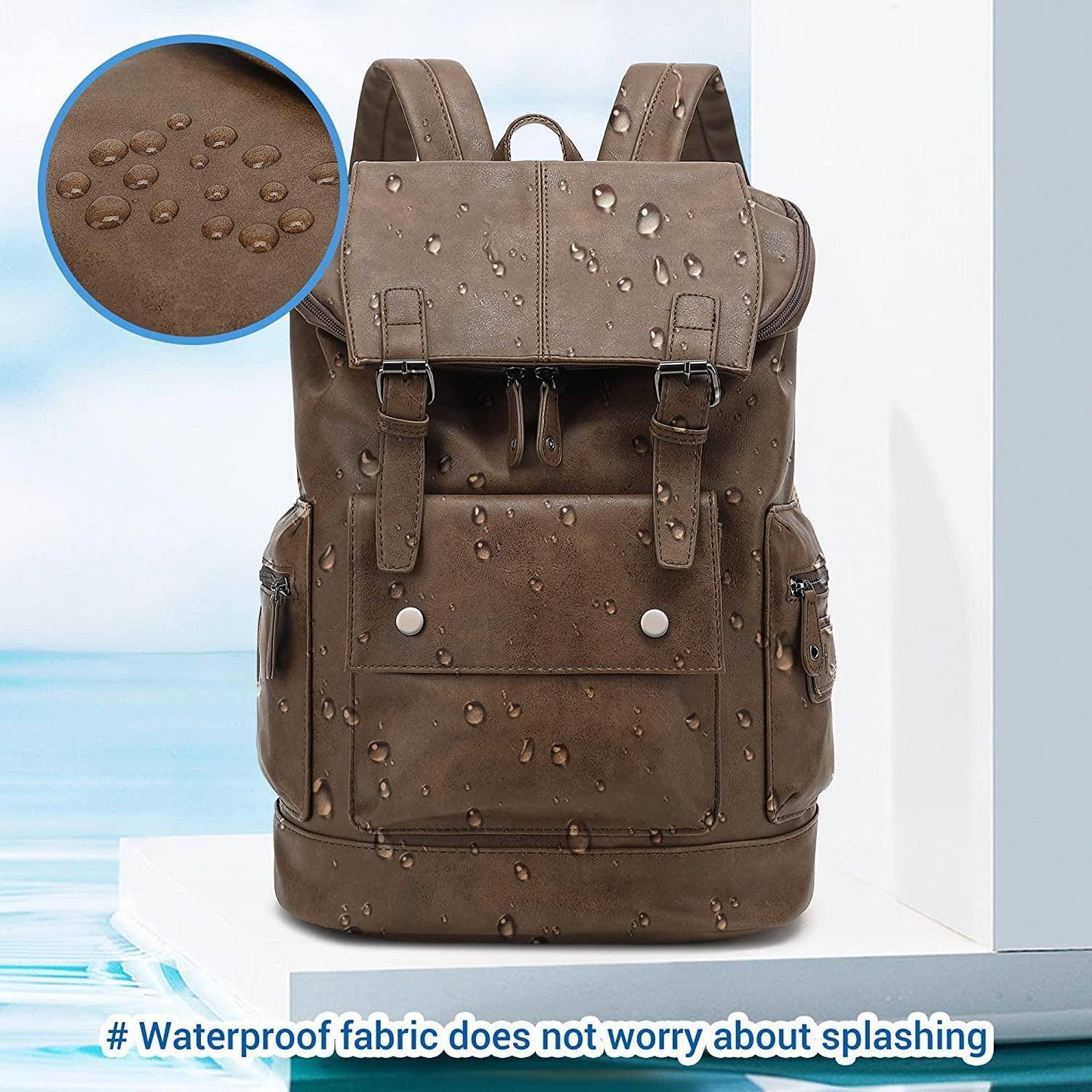 Men’s Leather Backpack – Water-Resistant Secure Anti-Theft