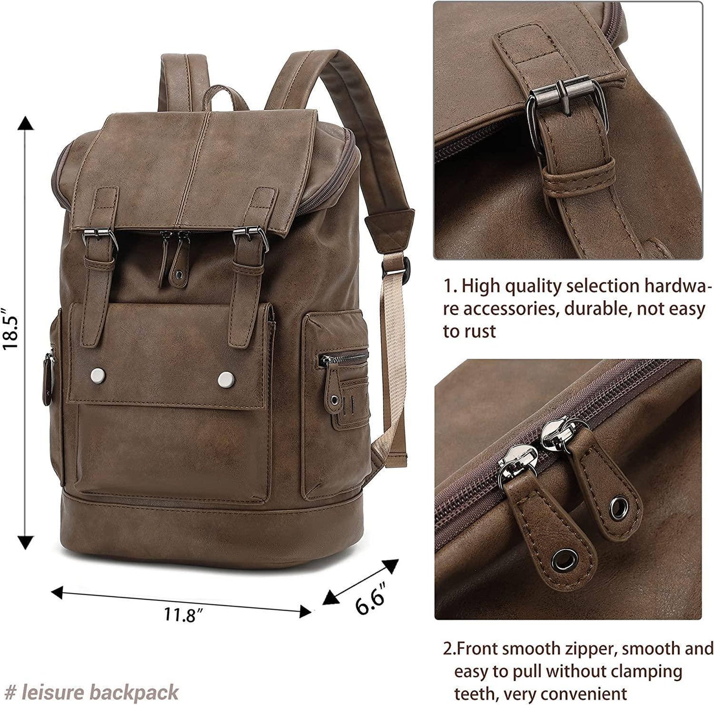 Men’s Leather Backpack – Water-Resistant Secure Anti-Theft
