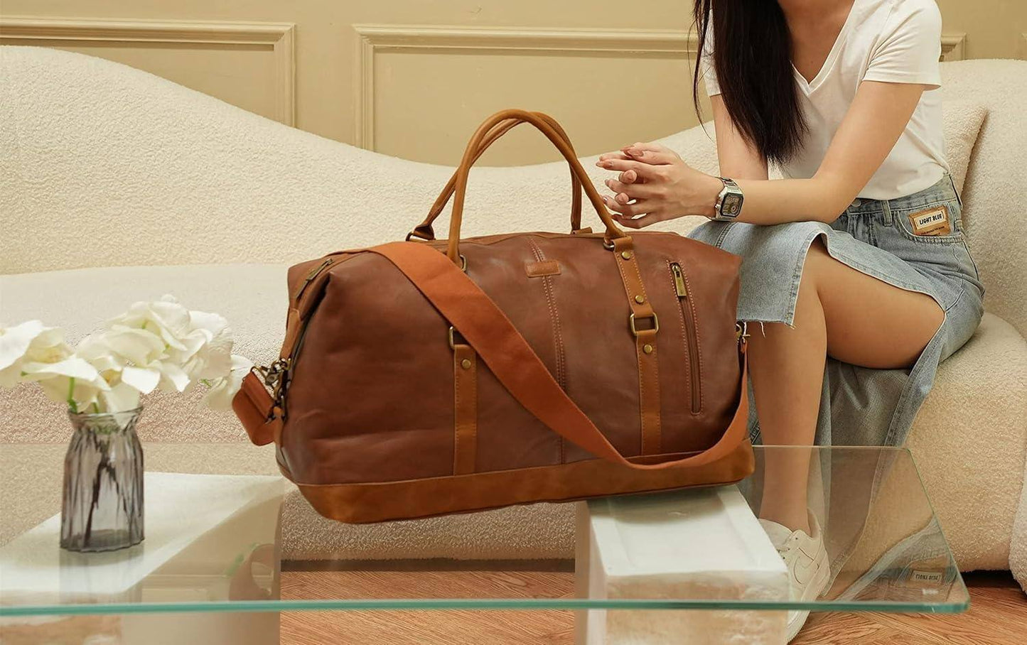 Men’s Leather Duffel Bag – Carry-On Travel Weekend Ready