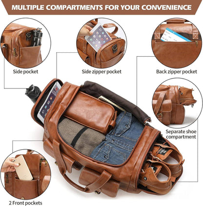 Leather Travel Set – 3-Piece Leather Duffel, Toiletry & Laundry Bag