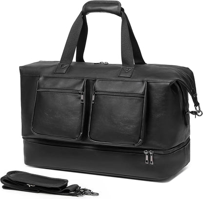 Leather Overnight Bag for Men – Waterproof Carry-On Weekender