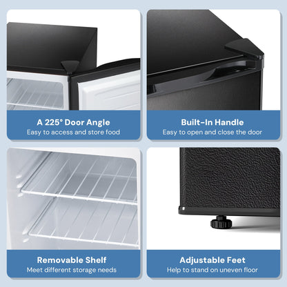 Free Standing Upright Freezer with Removable Shelf, Adjustable Thermostat, Compact Reversible Single Door Vertical Freezers