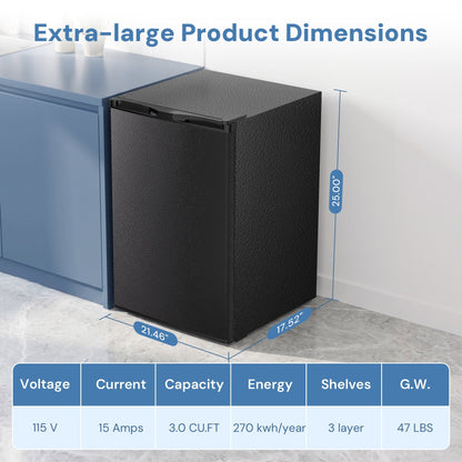 Free Standing Upright Freezer with Removable Shelf, Adjustable Thermostat, Compact Reversible Single Door Vertical Freezers