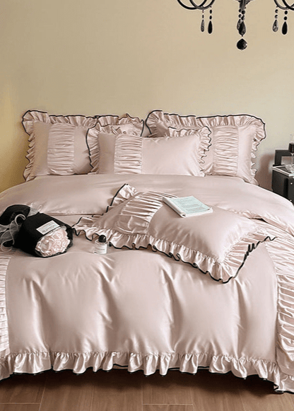 French Pleated Ruffle Bedding Set / Cream