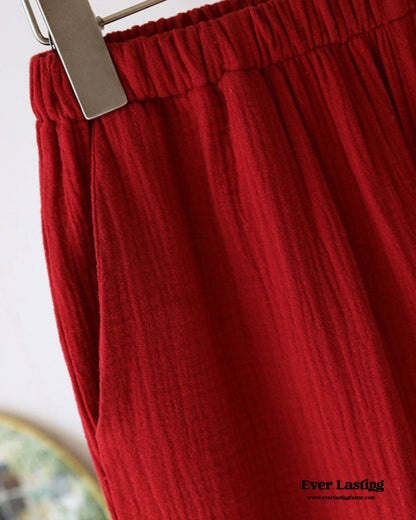French Ruffled Long Sleeves and Pants Pajama Set / Navy