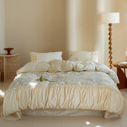 French Vintage Long-Staple Cotton Ruffle Bedding Set