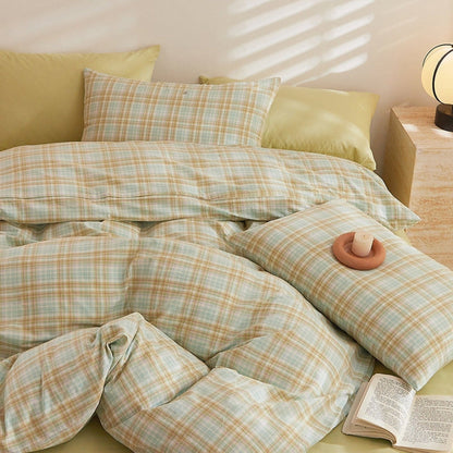 Fresh Plaid Washed Cotton Duvet Cover