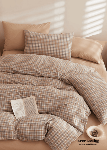 Fresh Plaid Washed Cotton Duvet Cover