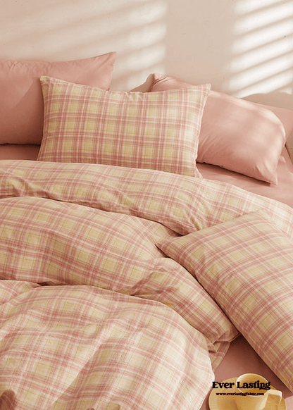 Fresh Plaid Washed Cotton Duvet Cover