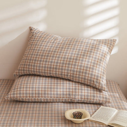 Fresh Plaid Washed Cotton Pillowcases