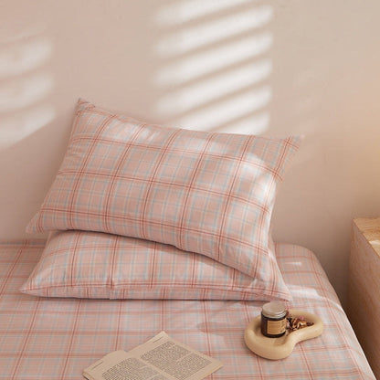 Fresh Plaid Washed Cotton Pillowcases