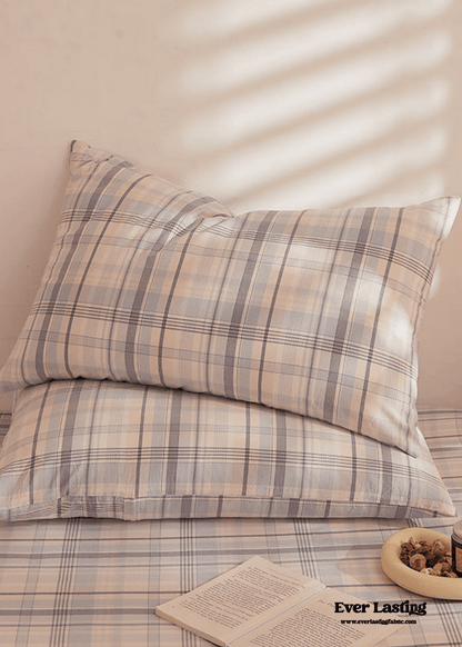 Fresh Plaid Washed Cotton Pillowcases