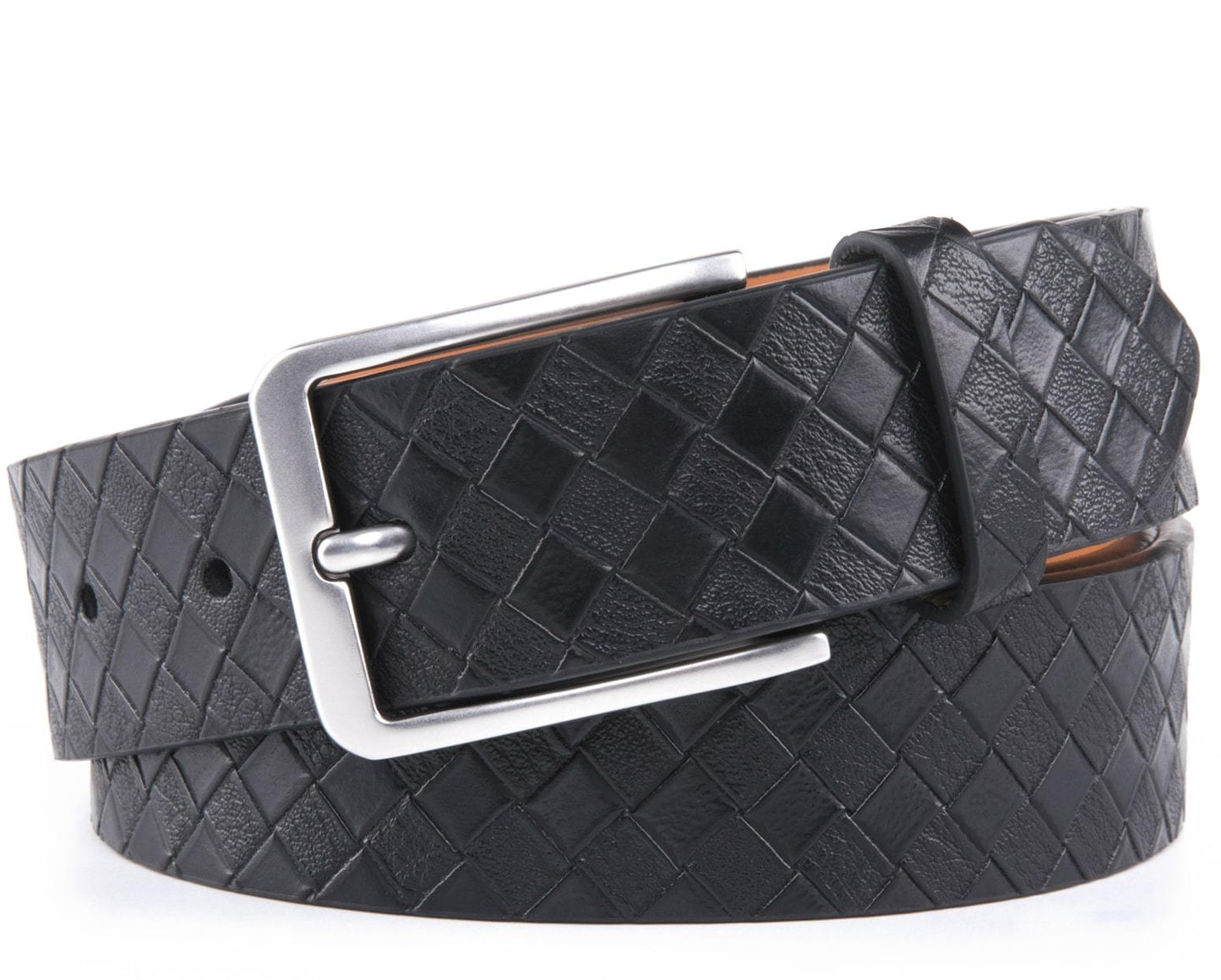 Genuine Split Leather Belt for Men – Brushed Buckle, 1.3" Strap