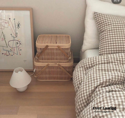 Gingham Bedding Set / Brown