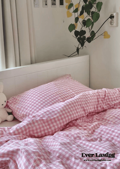 Gingham Bedding Set / Pink