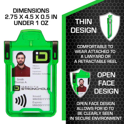 Secure Badge Holder Classic, Vertical 1 ID Card Holder, Retractable Reel, and Lanyard Bundle