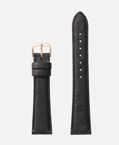 Black Genuine Ostrich | h2003