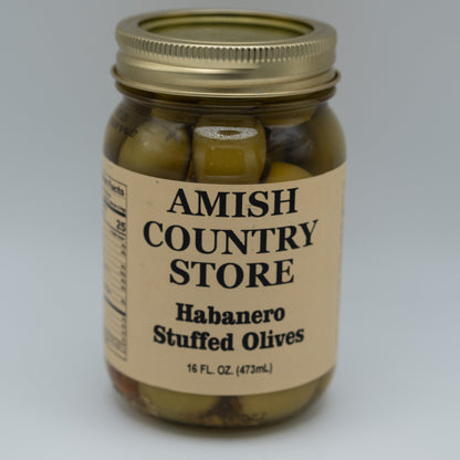 Old-Fashioned Habanero Stuffed Olives (16oz) | Amish Country Store