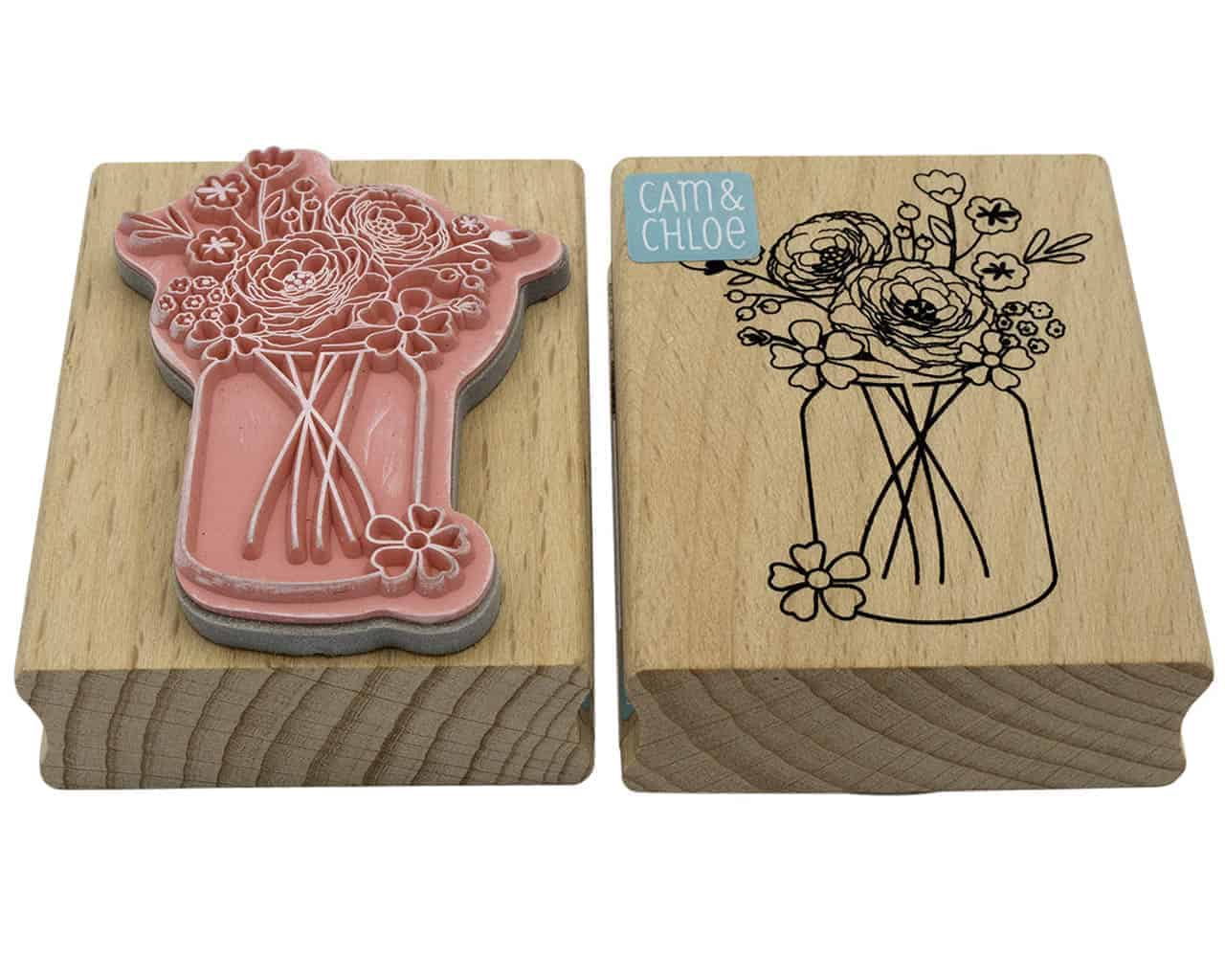 Mason Jar Stamp with Bouquet Design