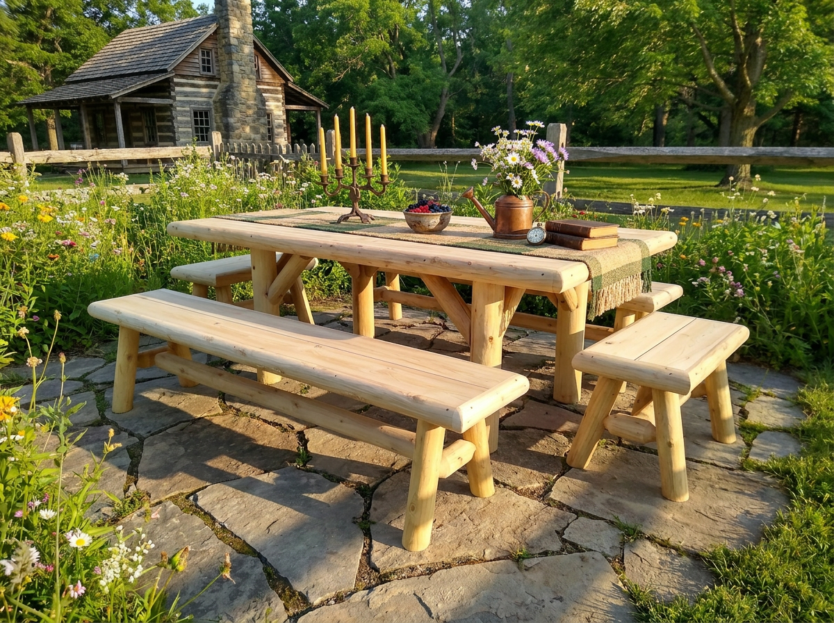 Handmade Rustic Outdoor Picnic Table