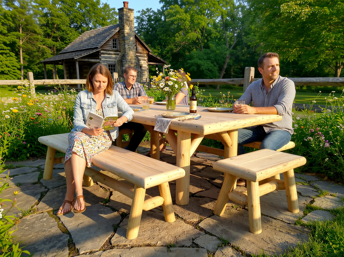 Handmade Rustic Outdoor Picnic Table