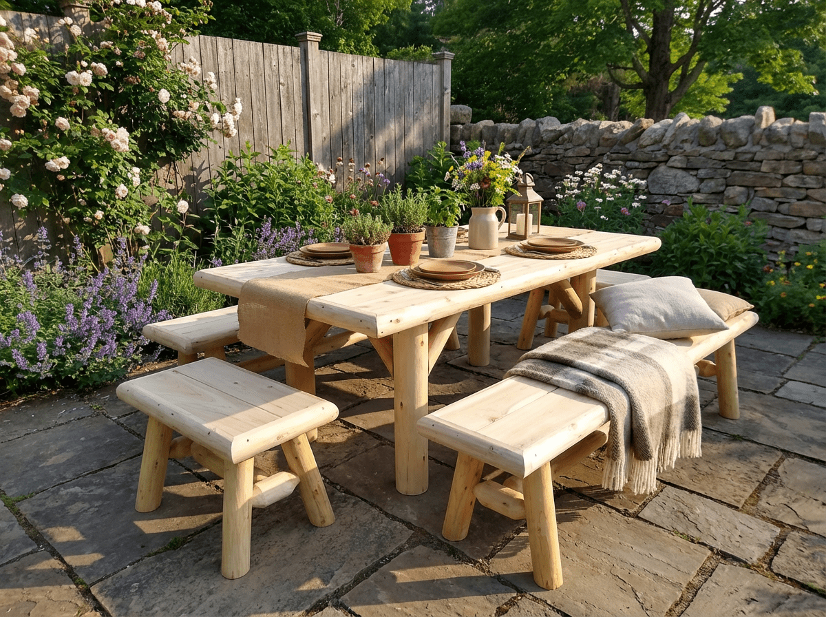 Handmade Rustic Outdoor Picnic Table