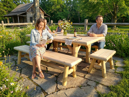 Handmade Rustic Outdoor Picnic Table