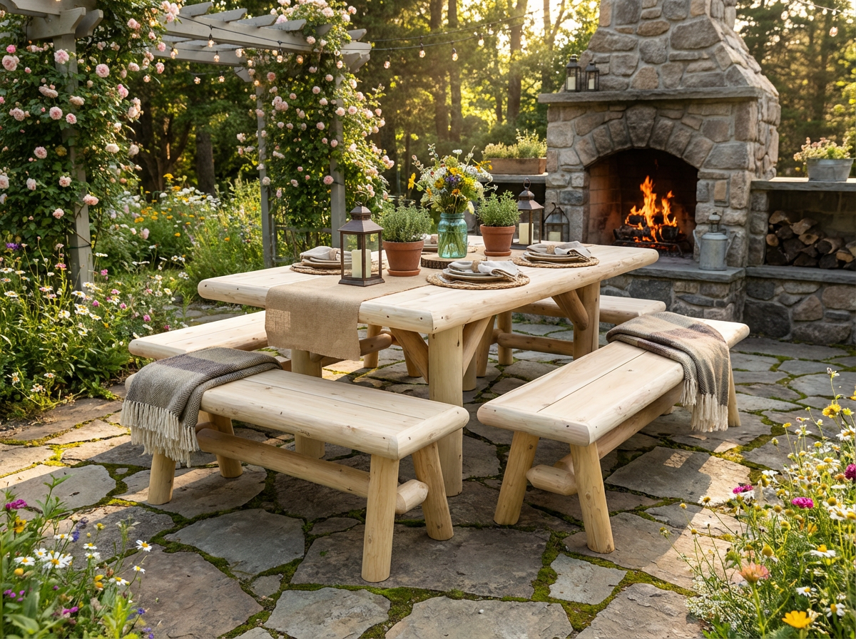 Handmade Rustic Outdoor Picnic Table