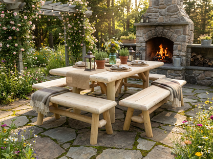 Handmade Rustic Outdoor Picnic Table