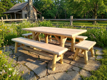 Handmade Rustic Outdoor Picnic Table