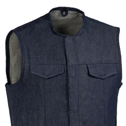 Haywood Men's Motorcycle Denim Vest - Blue