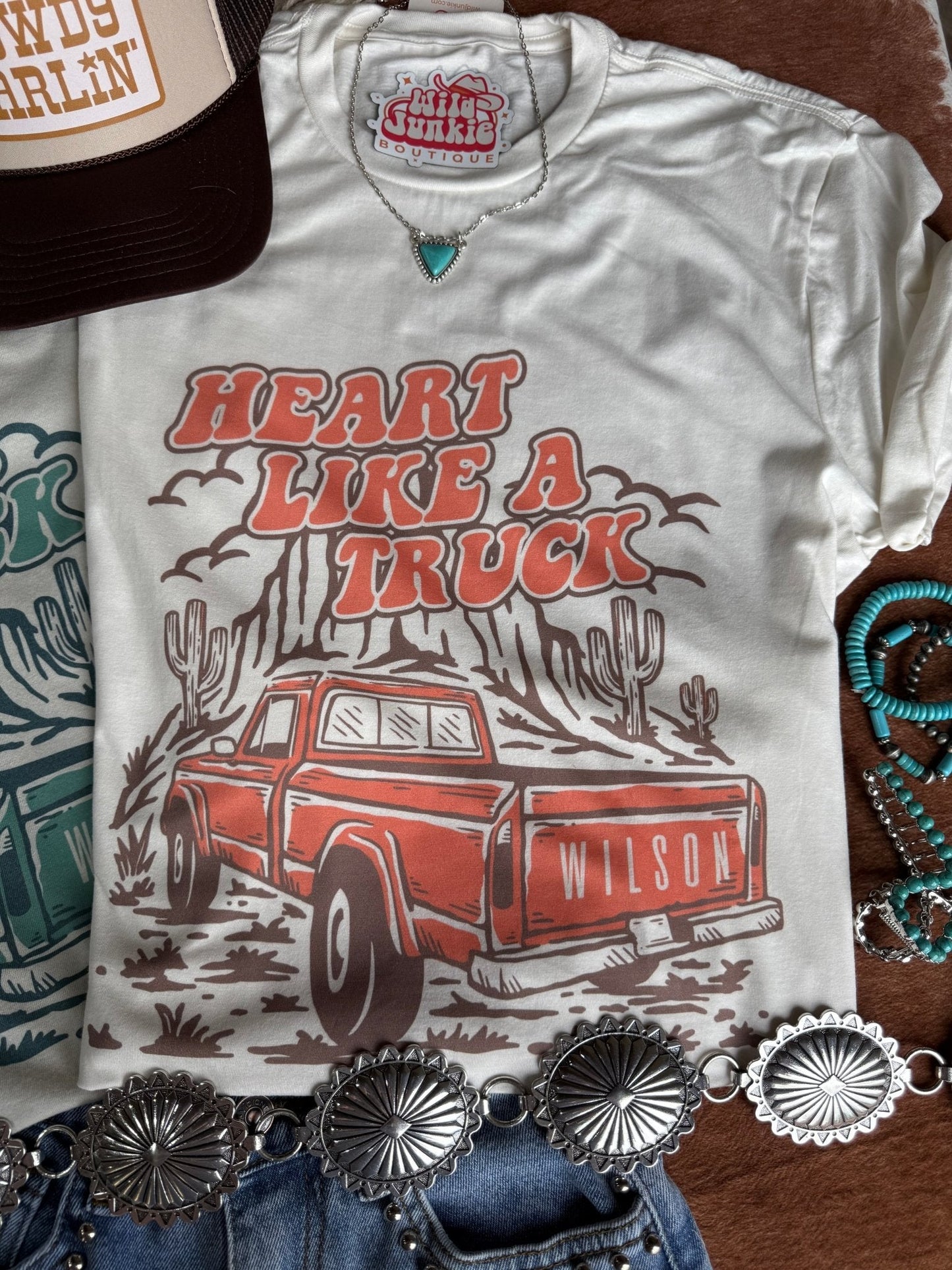 Heart Like A Truck Graphic Tee - Coral