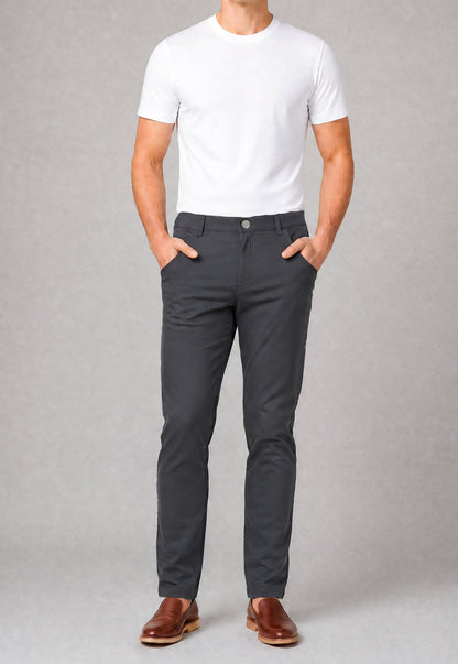 NEW & UPDATED Super - Stretch Men's Chinos //Casual// Dark Charcoal - Performance Collection