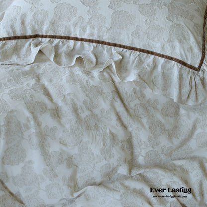Hidden Garden Linen Cotton Floral Ruffle Bedding Set