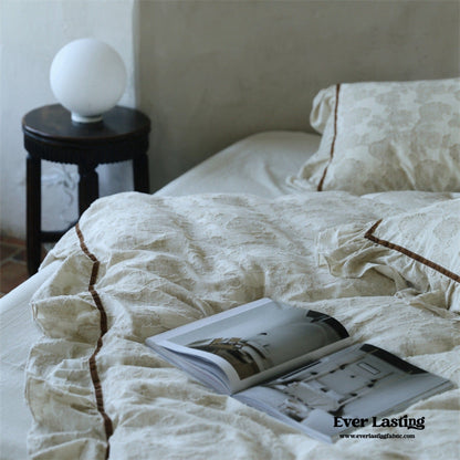 Hidden Garden Linen Cotton Floral Ruffle Bedding Set