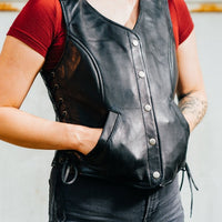 Honey Badger Women's Motorcycle Leather Vest