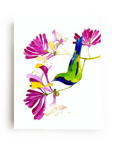 Honeysuckle Art Print – Soft Pastel Botanical Wall Décor, Archival Quality, Ready to Hang
