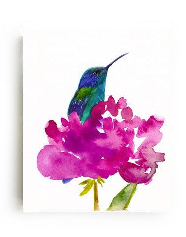 Hummingbird in a Peony Art Print – Vibrant Floral & Bird Wall Décor, Archival Quality, Ready to Hang