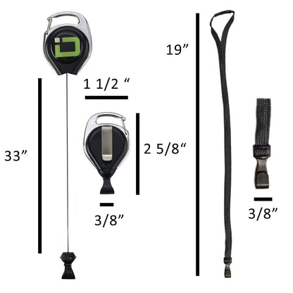 Secure Badge Holder Classic, Vertical 1 ID Card Holder, Retractable Reel, and Lanyard Bundle