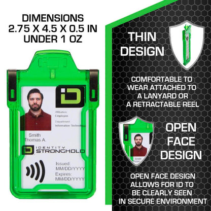 "Squeeze to Read" Secure Badge Holder Classic Vertical 1 ID Card Holder