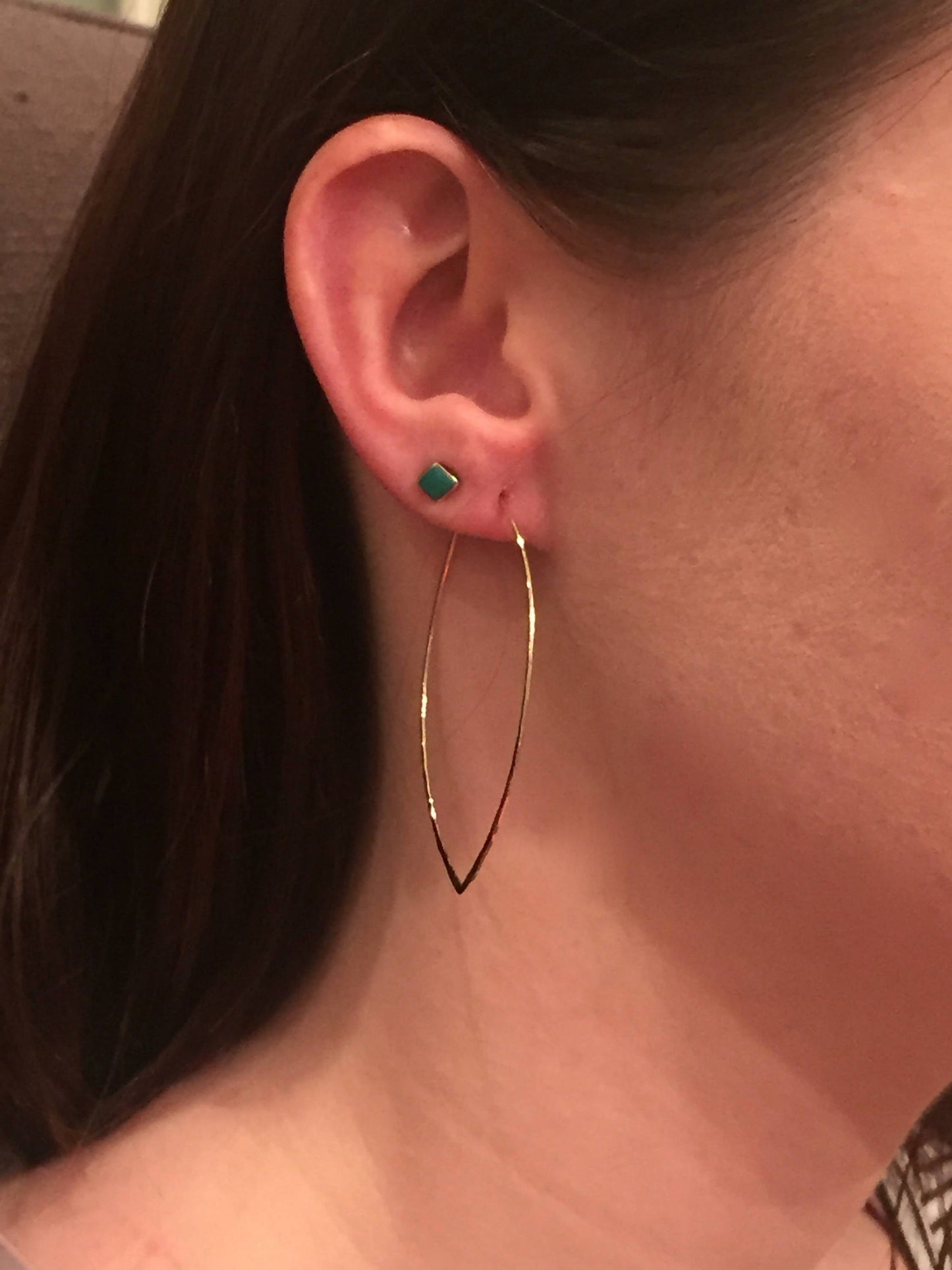 hammered marquis wired earrings