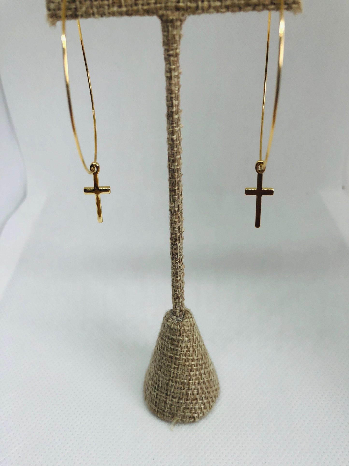 dangle cross hoop earrings