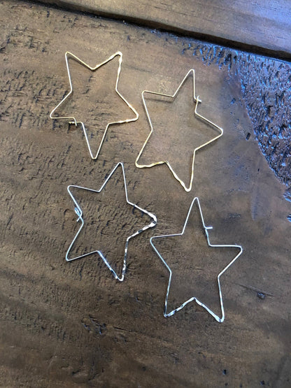 hammered star wire earrings