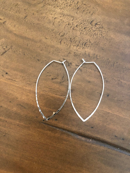 hammered marquis wired earrings