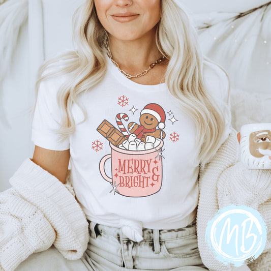 Merry & Bright Tee | Women | Christmas | Santa | Adult |